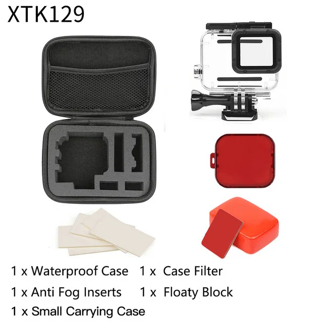 XTK129 Съемка для GoPro Hero 7 6 5 черный 45 м подводный водонепроницаемый чехол для дайвинга корпус крепление для GoPro 7 6 5 Go Pro 7 аксессуары для камеры - Цвет: XTK129