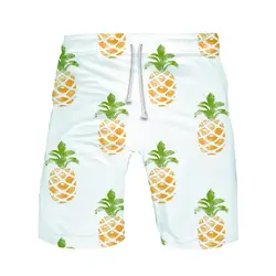 Гавайский узор повседневные мужские шорты ананас Мужские штаны тропические фрукты Pasnts летние пляжные шорты на шнурке
