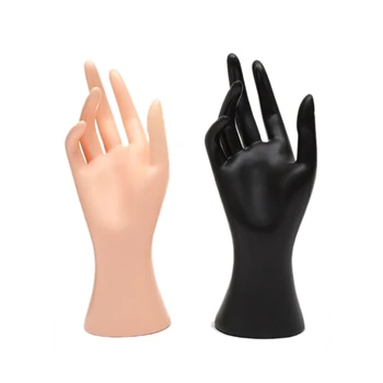 

2 Pcs 23cmx23cm Mannequin Hand Finger Glove Ring Bracelet Bangle Jewelry Display Stand Holder, Complexion & Black