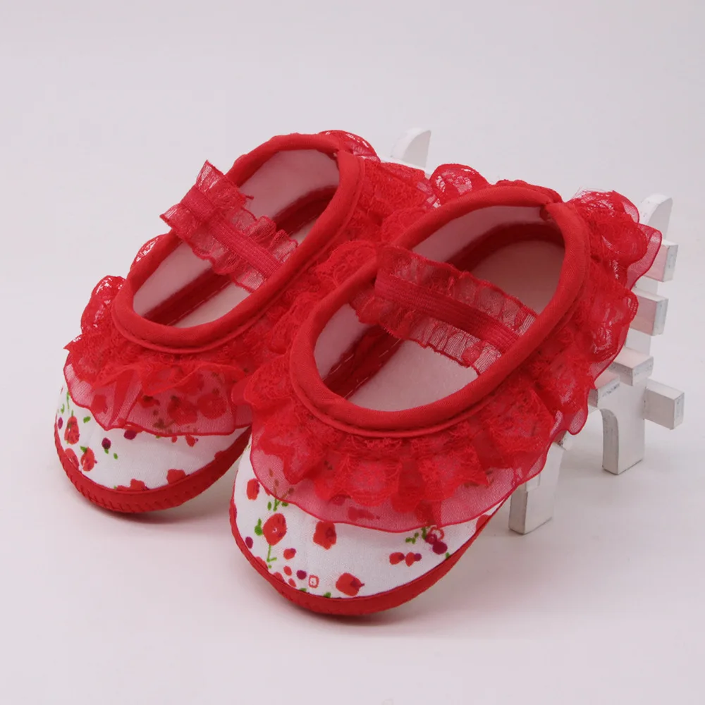 New Spring Autumn Newborn Baby Girl Shoes Princess Lace Shoes Soft Sole Crib Shoes Anti-slip Toddler First Walker Kid Shoes - Цвет: 08