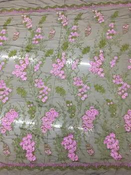 

swiss embroidered voile lace cloth Unique multicolored embroidery high quality tulle lace fabrics garment fabric 5 yards HL213