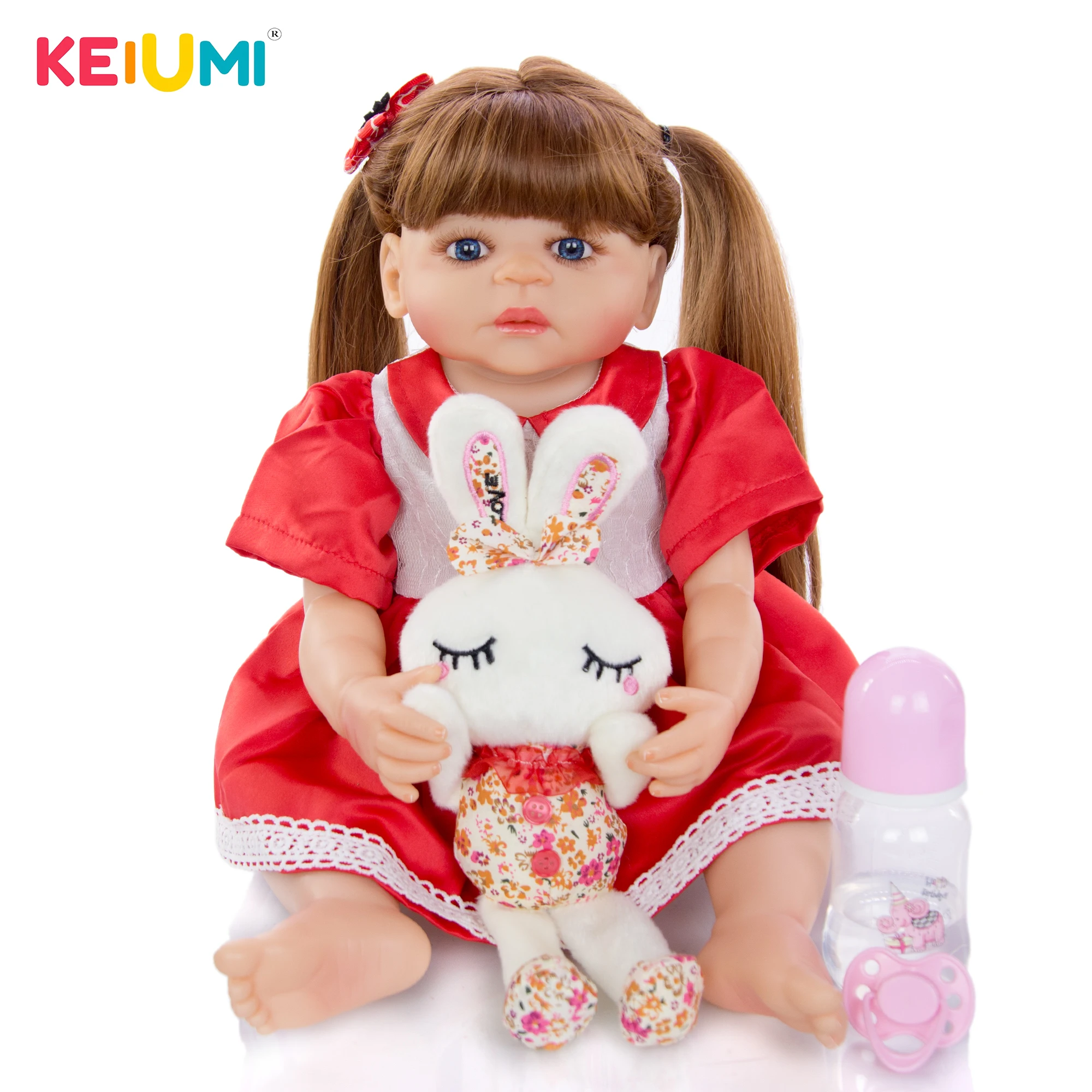 KEIUMI модные куклы Новорожденные принцессы 22 дюйма полностью силиконовые длинные