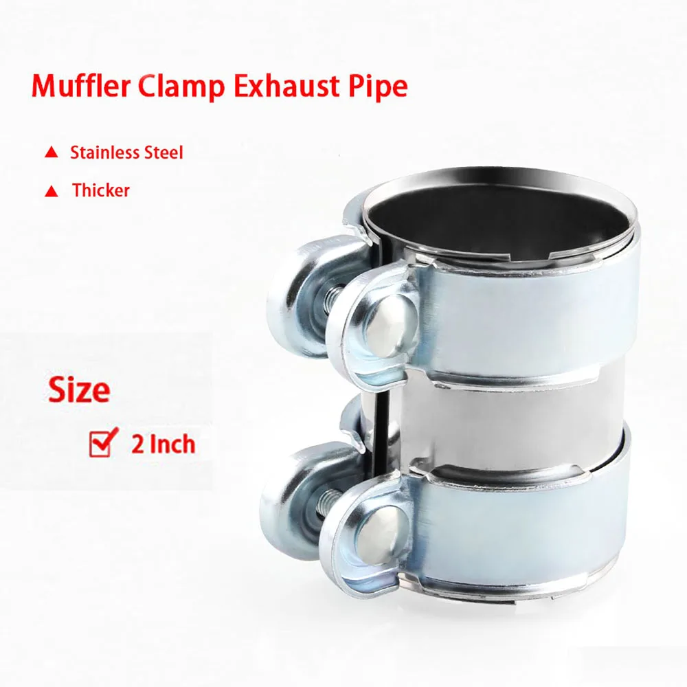 

JEAZEA 2" 51mm Universal Stainless Steel Car Exhaust Pipe Tube Connector Heavy Duty Sleeve Double Clamp Tube Adapter Joiner