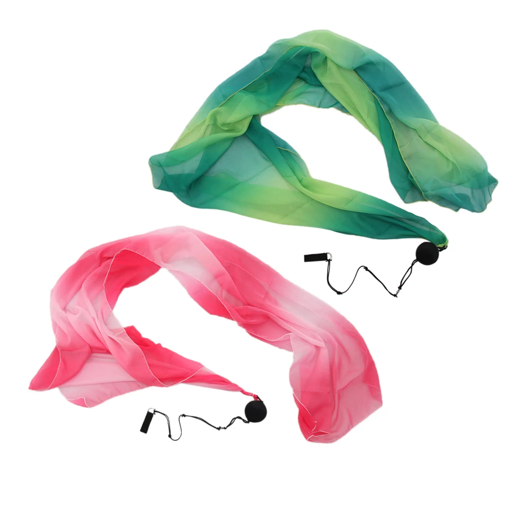 2x Flowy Silk Veil Throw Balls for Belly Dance Costume Dancing Accessories