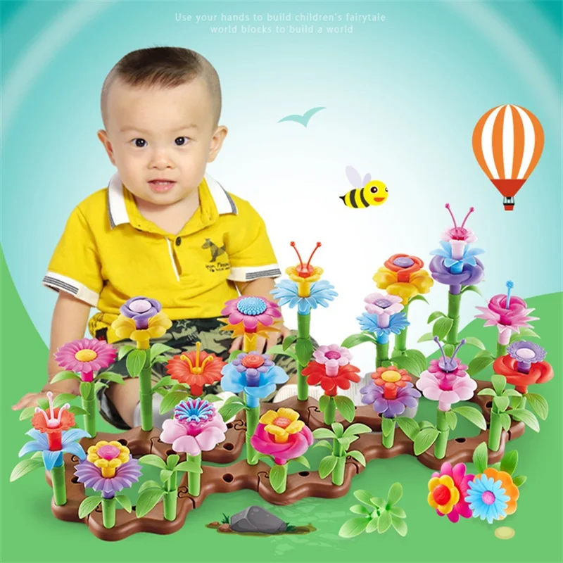 DIY Dream Garden Series Girls Flower Interconnecting Blocks Toys Educational Assembly Blocks Christmas birthday gifts