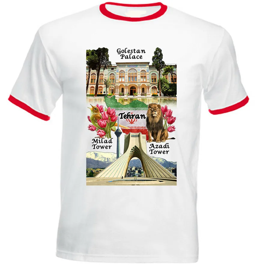 

Iran Tehran - New Red Ringer Cotton Tshirt High Quality Tee Shirt