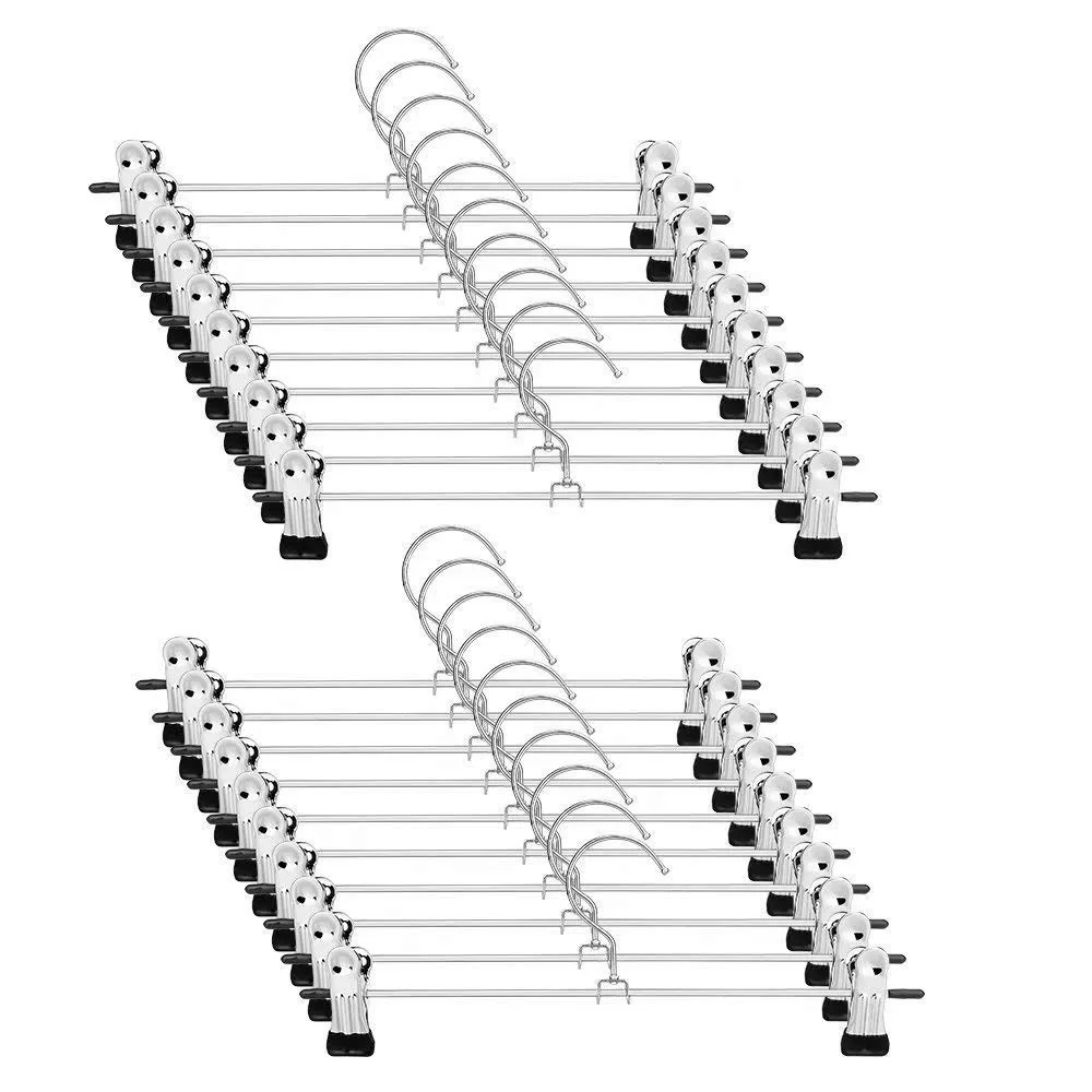 

Pant Hangers Skirt Hangers with Clips 20 Pack Metal Trouser Clip Hangers for Space Saving, Ultra Thin Rust Resistant Hangers for