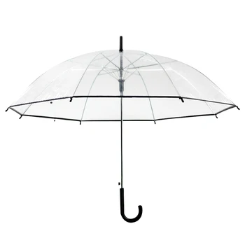 

Fancytime Semi-automatic transparent umbrella long handle umbrella black handle simple sunny and rainy umbrella 1pc