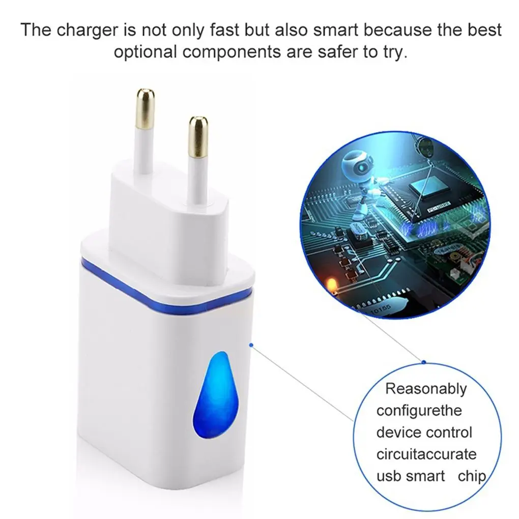 Phone Universal 2.1A 5V LED 2 USB Charger Fast Wall Charging Adapter US/EU Plug USB Charger For iPhone For Samsung For HTC