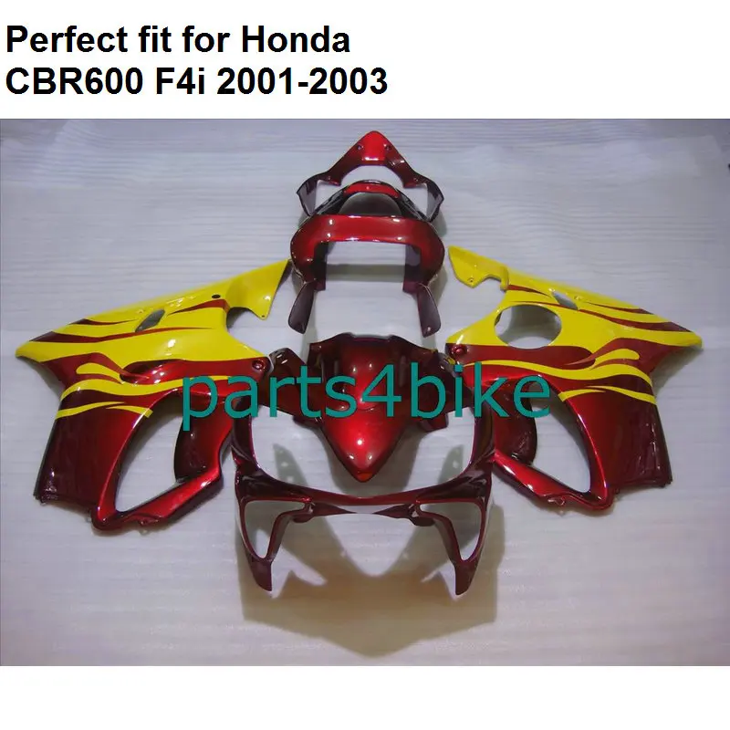 Комплект обтекателей для Honda CBR 600 F4i 2001 2002 2003 красный желтый Обтекатели CBR600F4i 01 02 03
