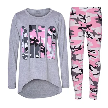 Girls Clothing Sets Spring Camouflage T-shirt Print For Girls And Boys From 5 to 13 Years Long Sleeve Suit Children Tracksuit 3