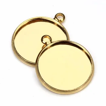 

20pcs 10-25mm Gold Color Necklace Pendant Setting Cabochon Base Tray Bezel Blank For Cabochon Cameo Jewelry Making