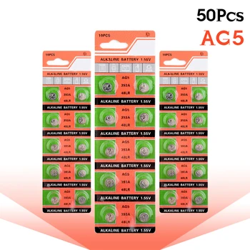 

50PCS Alkaline Battery Button Coin Cell AG5 LR754 393 SR754 193 546 RW28 48 Hearing Aid Earphone Watch Batteries