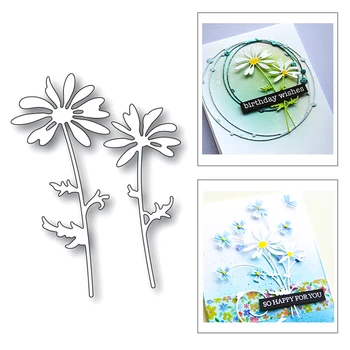 

2020 New Plant Chrysanthemum and Branch Leaf Embossing Metal Cutting Dies For Making Greeting Card Paper Scrapbooking No Stamps