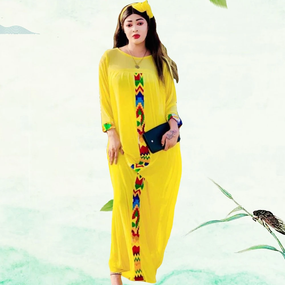 

Модные женские африканские платья Abayas с новейшим рисунком и круглым вырезом, женское вечернее платье с коротким рукавом, элегантное платье макси