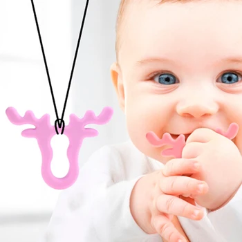 

Baby Teethers for Dental Care Antlers Shaped Silicone Baby Chewable Teething Toys For Necklace Pendant Food Grade Material