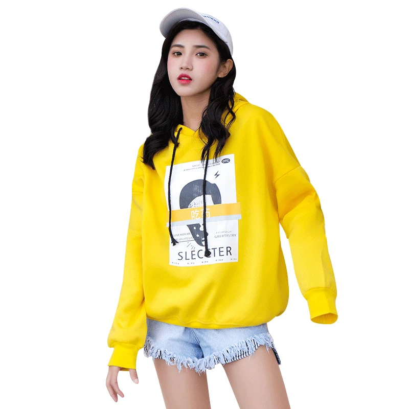 

Autumn and Winter Coat Women's Hooded Protective Clothes Thickened and Creepy Printing Sweatshirt Women Winter Coat Women
