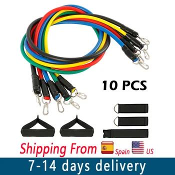 

10Pcs/Set Latex Resistance Bands Yoga Exercise Fitness Band Rubber Loop Tube Bands Gym Door Anchor Ankle Straps With Kit Set