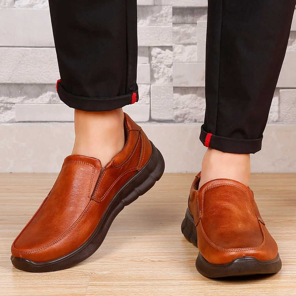 KANCOOLD shoes men Leisure Men's Solid Color Flat Shoes PU breathable comfortable Round Toe Slip-On Business Leather Shoe 1210 | Обувь