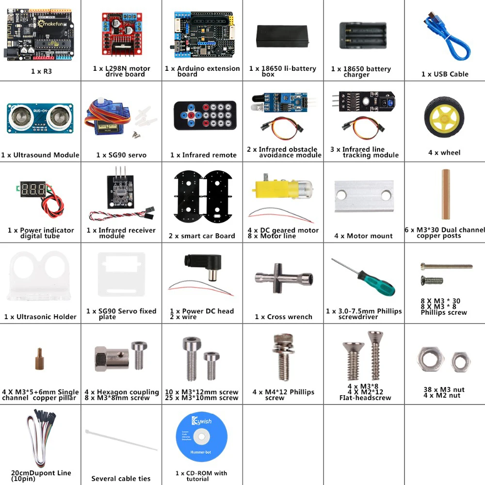 Keywish 4WD робот-машинки для Arduino Starter Kit умный автомобиль приложение RC робототехники обучающий комплект обучающий ствол игрушка малыш урок+ видео+ код