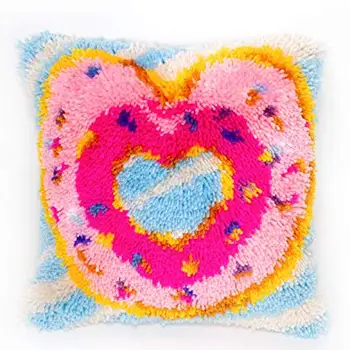 

Love Latch Hook Pillow Sets Forest Style Cushion Embroidered Crafts Latch Hook Rug Kits DIY For Punk Stripes Needlework