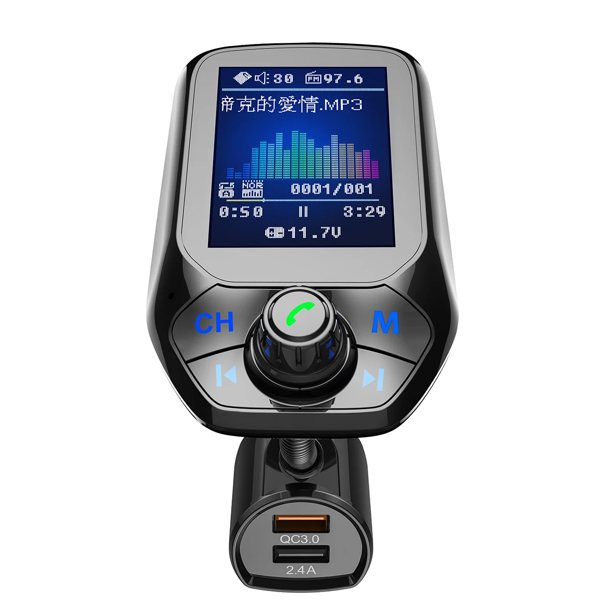 DC 12 V/24 V Быстрая зарядка 3,0 Bluetooth FM передатчик Dual USB Зарядное устройство 1,8 дюймов TFT Экран FM модулятор комплект Автомобильный MP3-плеер
