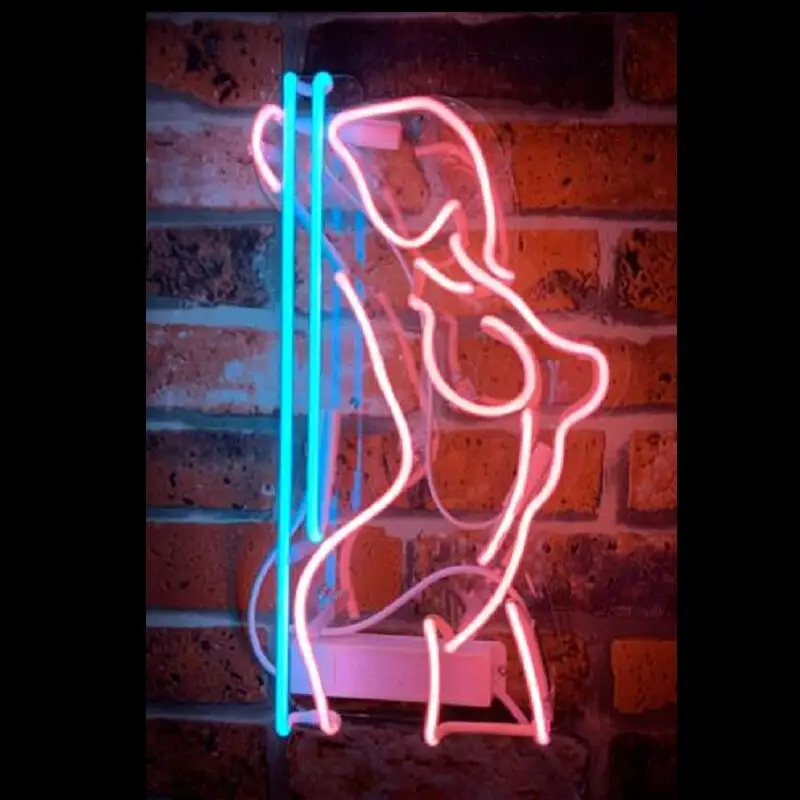 Custom Girl Stripper Pole Dance Glass Neon Light Sign Beer Bar | Лампы и освещение