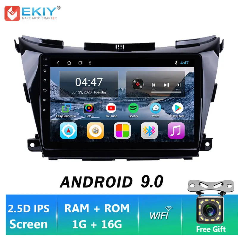 EKIY 10.1'' Android 9.0 Car Multimedia Radio For Nissan Murano 2015-2017 Car GPS Navigation Video Player System OBD Camera SWC