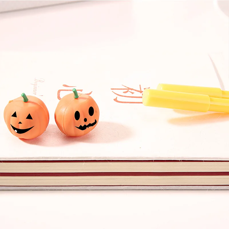 2 шт стираемая гелевая ручка в виде тыквы и призрака на Хеллоуин, детский подарок, 0,5 мм, черные чернила, кавайные канцелярские принадлежности, офисные школьные принадлежности