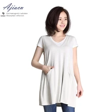 Ajiacn электромагнитное излучение защитное Серебряное волокно платье EMF Экранирование v-образным вырезом Одежда для беременных женщин