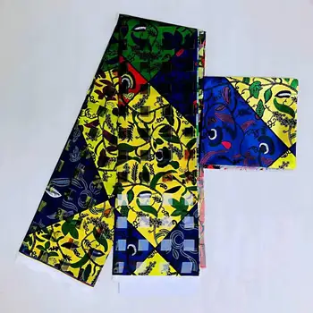 

Gahna Style satin silk fabric with organza ribbon African wax design stain silk ankara pattern 4+2yards