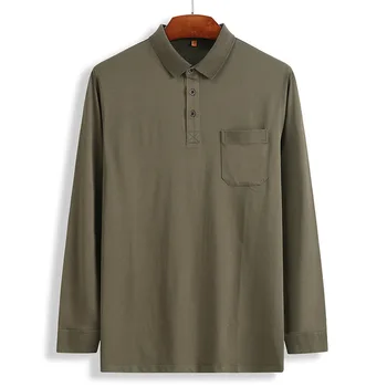 

Big Size Length Sleeve Male T Shirt Men Polo Lapel Large Size Loose Fat Fat Man Backing Shirt Plus Fat plus Men's Wear