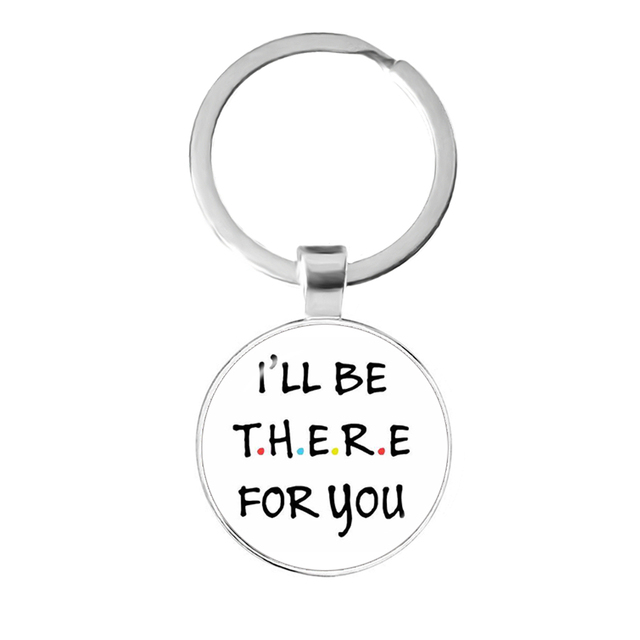 Friends TV Show Pendant Keychain Character Cartoon Fun Pattern 25mm Glass Cabochon Key Ring Keyholder Good Friend Gift