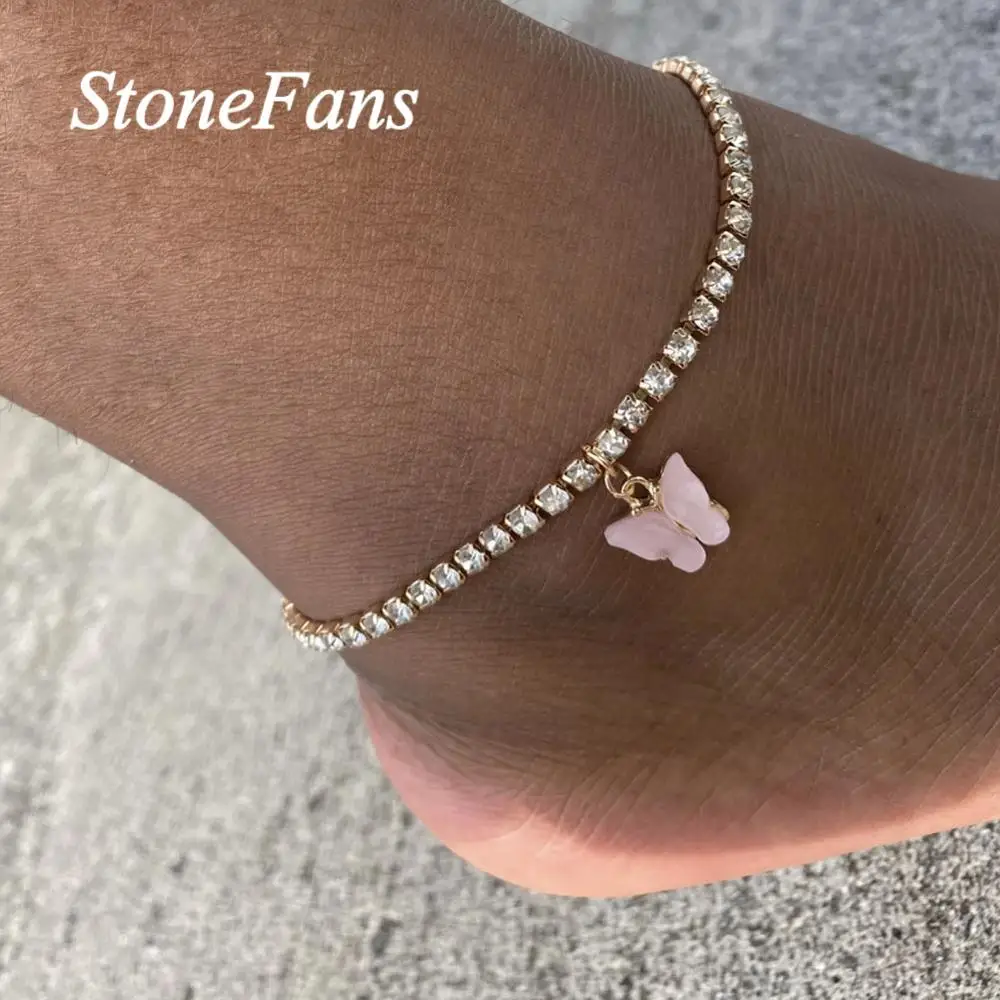 Stonefans Simple Rhinestone Chain Butterfly Charm Anklet For Women Statment Butterfly Pendnat Anklet Beach Foot Chain Bracelet Stonefans Simple Rhinestone Chain Butterfly Charm Anklet For Women Statment Butterfly Pendnat Anklet Beach Foot Chain Bracelet