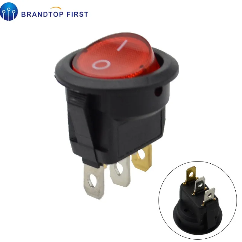 Car12V 220V Круглый Рокер точечный лодочный светодиодный светильник тумблер SPST вкл/выкл топ продаж Электрический контроль - Цвет: Красный