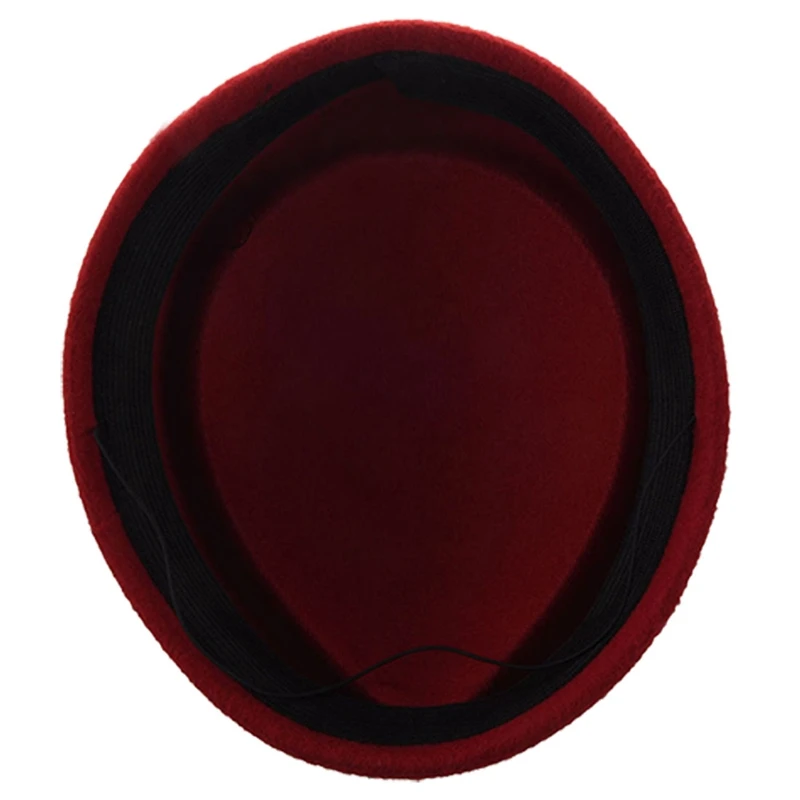 2pcs New Elegant Wool Felt Pillbox Stewardess Air Hostesses Beret Hat Party Base Cap- Wine Red& Black