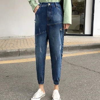 

Vintage Blue Jeans Woman High Waisted Jean Femme Jeans For Women Plus Size Denim Harem Pants Ladies Trousers Casual