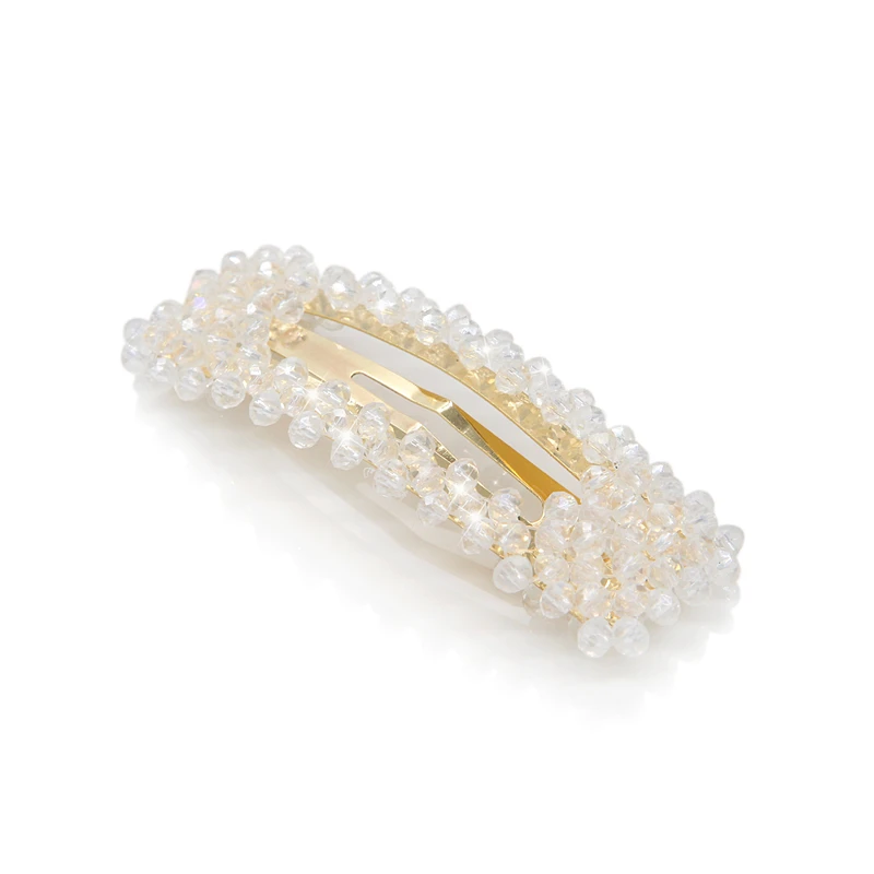 Clear Rhinestone Hair Clips Full Crystal BB Hairclip Barrette Metal Hairpin Hairgrip Women Girls Hair Pin Accessories Tools - Цвет: White