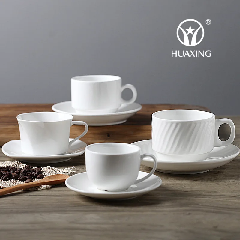 Coffee Cup& Saucer Set Ceramic Creative European Style Coffee Cup Pure White Simple Coffee Cup Customizable Cup