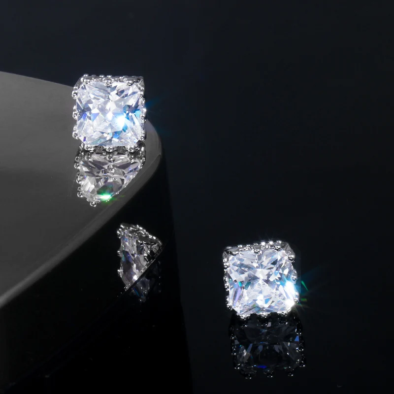 Женские серьги гвоздики с фианитом цвета белого золота|stud earrings|stud earrings for womenearrings