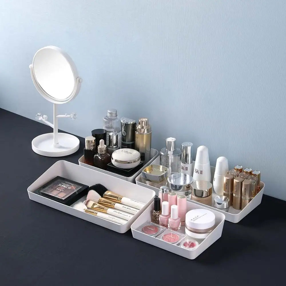 

Rectangle Desktop Cosmetic Storage Box Kitchen Drawer Sundries Organizer Plastic Skin Care Shelves