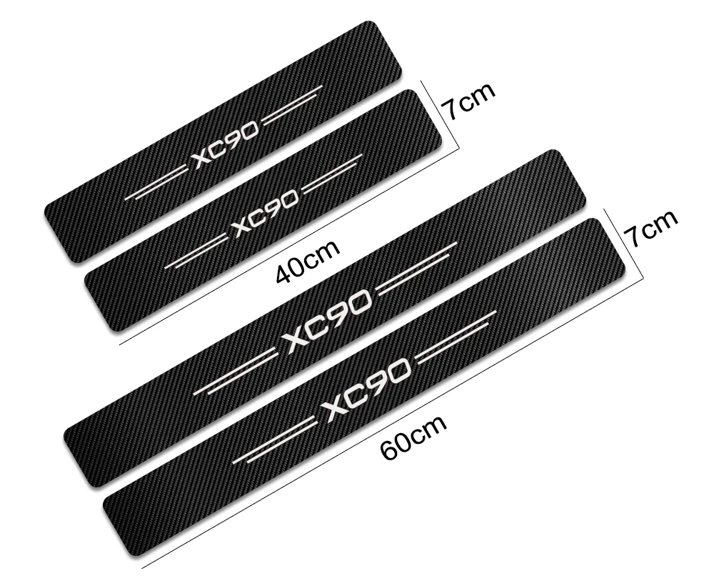 4PCS Car Stickers For Volvo S60 XC90 V40 V50 V60 S60 S90 V90 XC60 XC40 AWD T6 Auto Door Threshold Carbon Protector Accessories