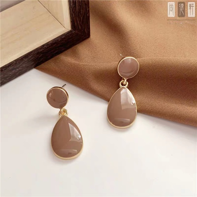 Red Green Enamel Water Drop Earrings For Women Piercing Ear Jewelry Korean Female Hanging Earring Lovely kolczyki Gift