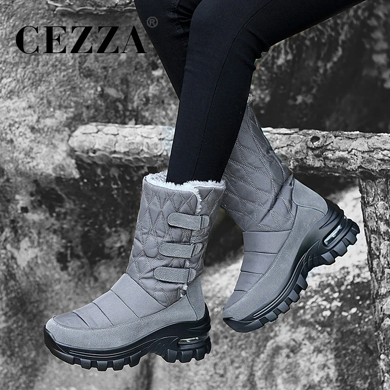 Женские зимние сапоги CEZZA 2019 на танкетке женские плюшевые до середины икры теплые
