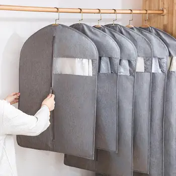 

Home Household Clothes Dust Cover Wardrobe Coat Jacket Sweater Storage Cover Zip Hanging -type Suit Protect Organizer Bag