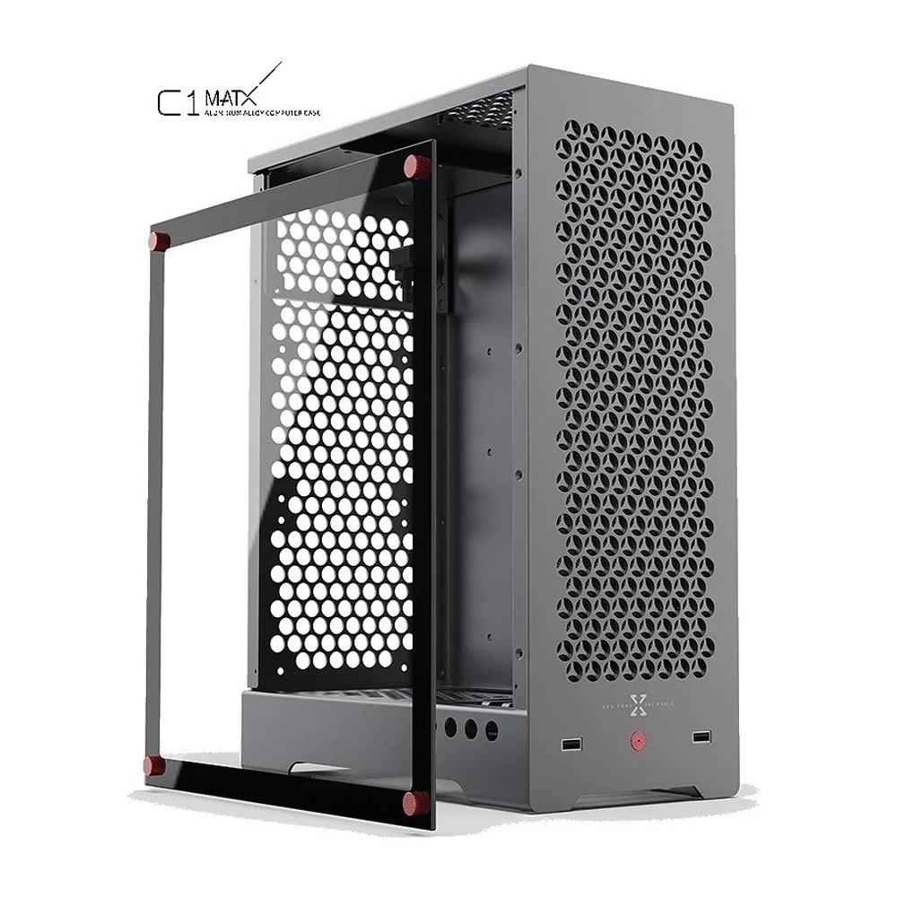 ZZAW C1 MATX Computer Case Aluminum Alloy Chassis ATX Power Supply 240 Water Cooled Long Graphics Card Tempered Glass Side Panel