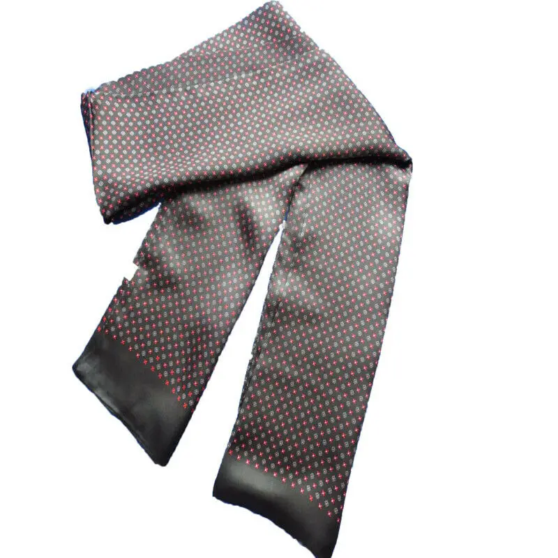 Мужской шарф из чистого шелка двухслойный Шелковый платок элегантный винтажный серый красный черный