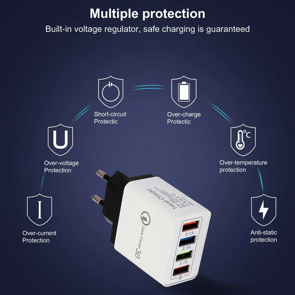 USB 3,0 быстрое зарядное устройство Быстрая зарядка для iPhone X 8 7 iPad быстрое настенное зарядное устройство для samsung S9 Xiaomi Mi 8 huawei зарядное устройство для мобильных телефонов