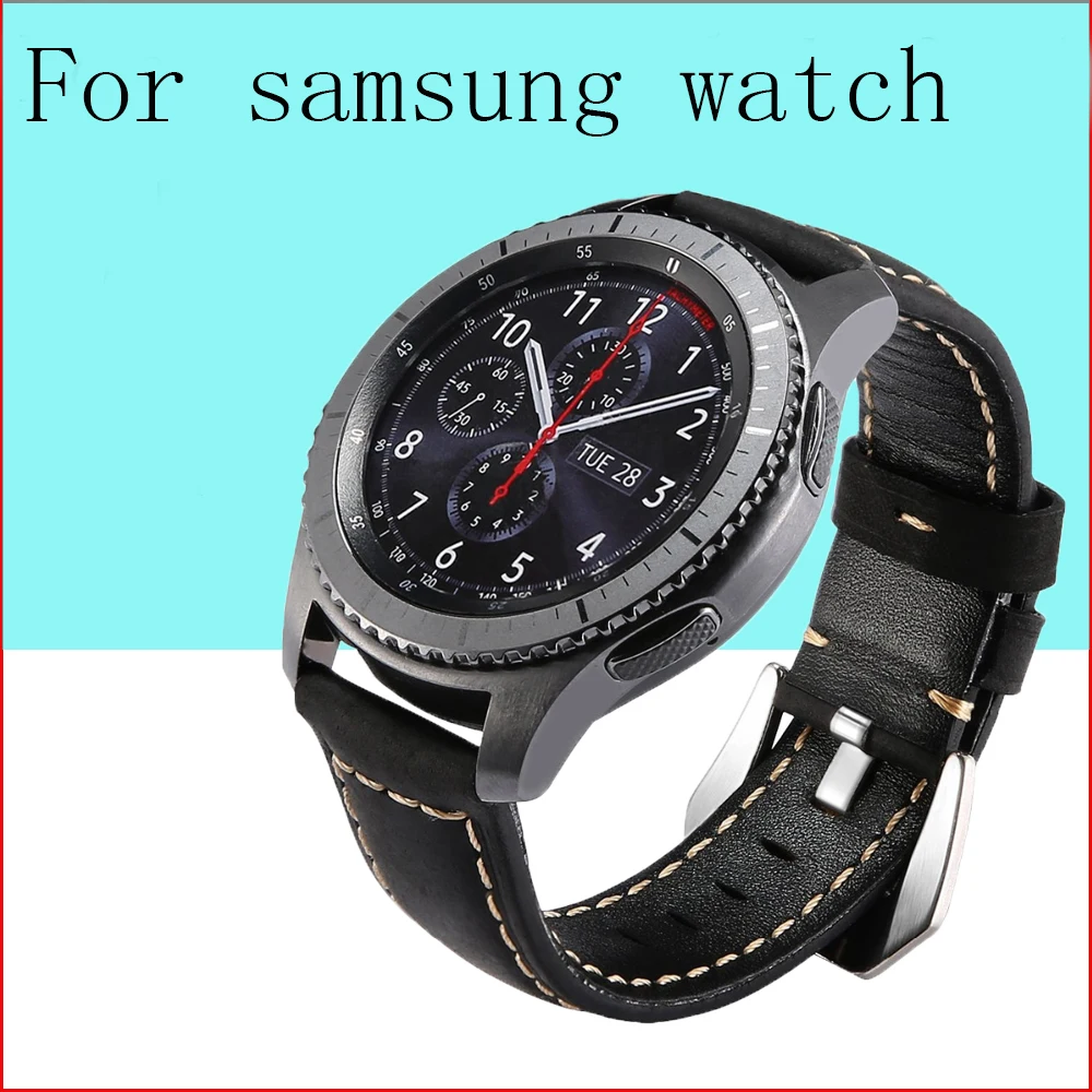 Кожаный ремешок для samsung Galaxy watch 46 мм ремешок gear s3 Frontier ремешок браслет 22 мм huawei часы GT ремешок gear S 3 Классический 46