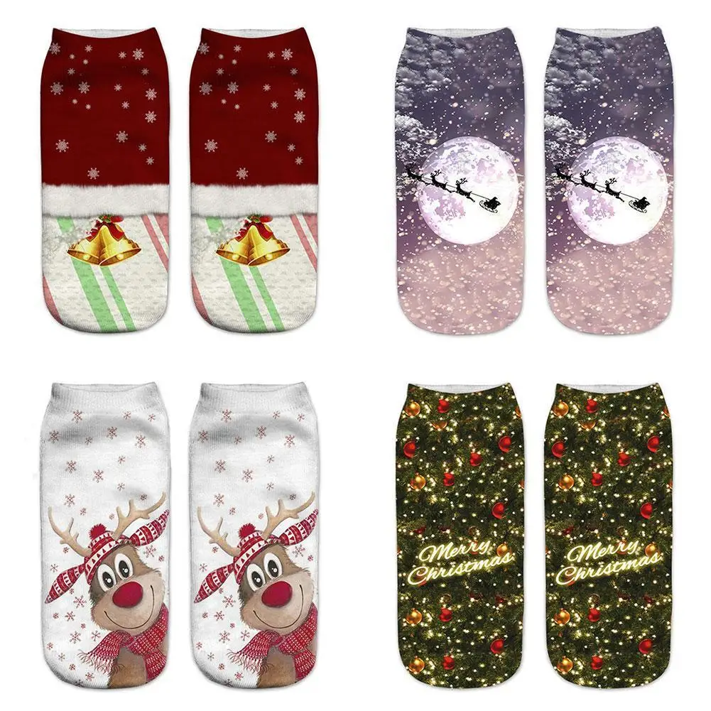 

Unisex Adults Winter Cotton Christmas Socks 3D Santa Socks Reindeer Christmas Printed Socks Print Xmas Z7T5